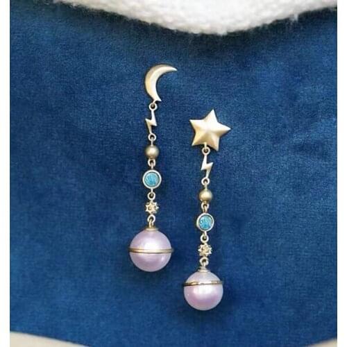 Moon Star 925 Sterling Silver Earrings Findings Settings Base Mountings Parts Mounts for Coral Pearls Agate Crystal Stones Jade