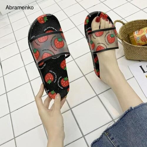 PVC House Slippers Women Summer Fruit Shoes Watermelon Pineapple Home Slippers Sandals Slides Female Printing Flip Flops Girls