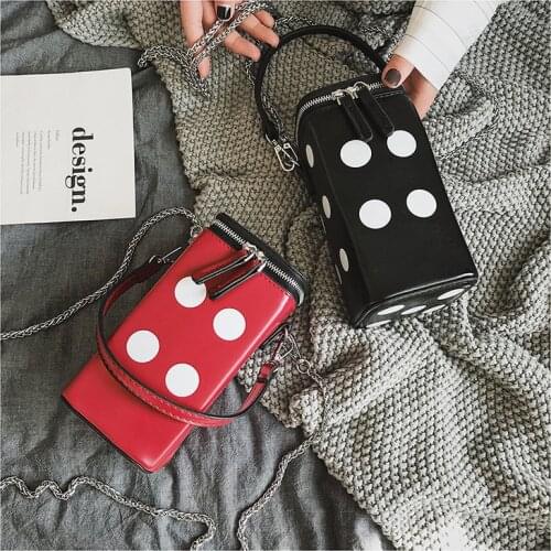 PU Leather Crossbody Bags For Women Chain Zipper Shoulder Bag Wave Point Ladies Purses and Handbags Female Box Hand Bag