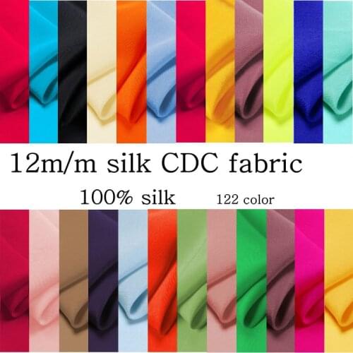 100% Pure Silk Crepe De Chine Fabric For Silk Dress 160 Colors For Choice 12m/m 114cm