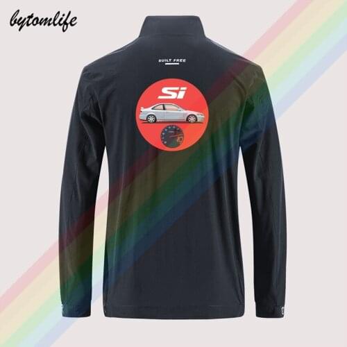 Honda Civic Si In Silver Slim Sport Jacket Mens Street Windbreaker Zipper Jacket Mens Casual Back Printing Jacket Asian Size