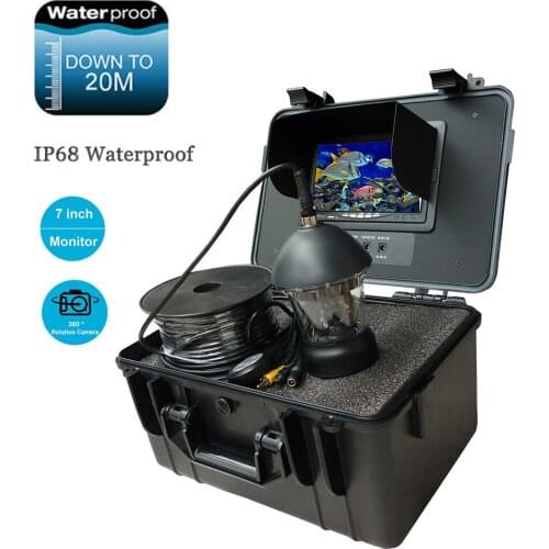 20m Cable Fish Finder 600TVL 7inch LCD Monitor Underwater Fishing Video Camera Waterproof 360 Degree Rotate Camera Head