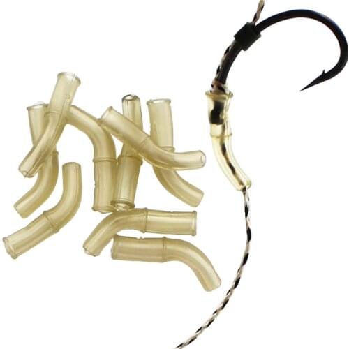 20PCS Carp Fishing Line Aligner Short Hook Sleeve Soft Rubber Elbow Anti Tangle Sleeve for Hair Rig Fishing Terminal Accessories