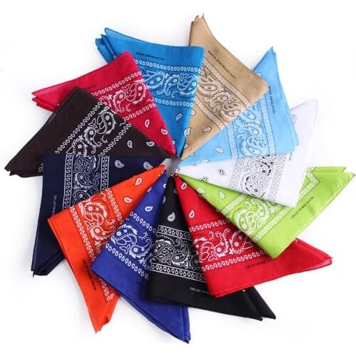 Top Quality Headtie Square scarf Unisex Bandana 100% Cotton Hip Hop Black Paisley Headwear Hair Band Scarf Neck Wrist Wrap Band