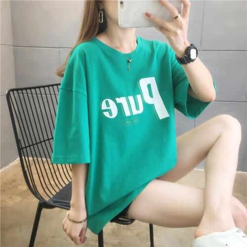 2021 Summer Fashion Korean Streetwear Ladies Printed Tee Shirts Womens Patchwork T-shirts Female Cotton Tops NS4742