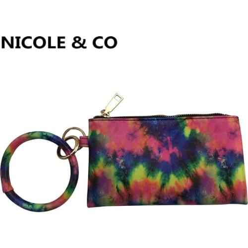 NICOLE & CO Women PVC Bracelet Wallets 2021 Original New Change Phone Bags Fashion Girl Key Ring Money Coin Purse Card&ID Holder