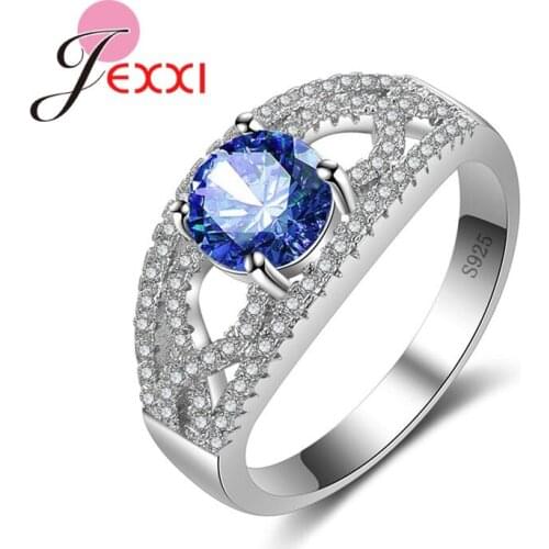 Fine 925 Sterling Silver Ring Colorful Elegance Jewelry for Women Clear Cubic Zirconia Bijouterie WOmen Wedding Rings