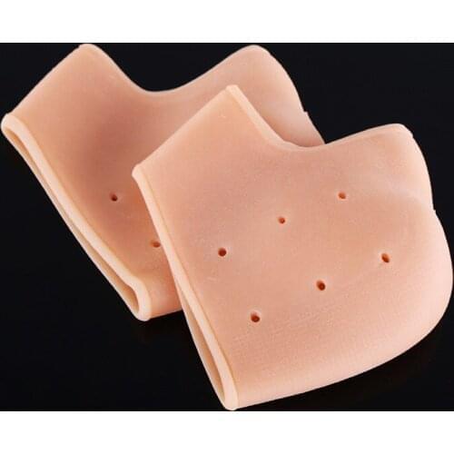 1Pair Silicone Soft Insoles Feet Half Yard Socks Pain Relief Breathable Ankle Protector Heel Cracked With Breathing Hole