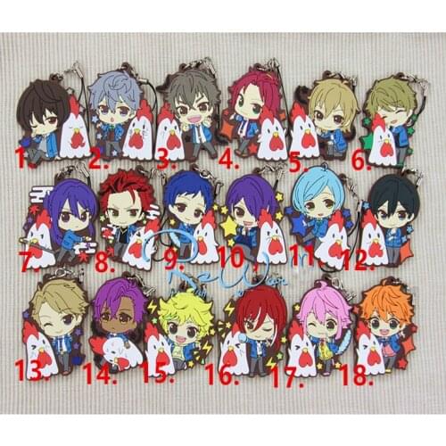 1pcs Anime Keychain Ensemble Stars Suou Tsukasa Leo Idol High School Game Star Singer Team Chicken Ver Rubber Pendant Keyrings
