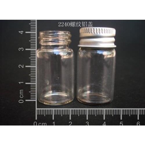 10 pcs 7ml 22x40mm Small Clear Glass Bottle Vial Pendant With Aluminum Lid For Wedding Holiday Decoration Christmas Gifts