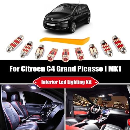 12 Bulbs White For Citroen C4 Grand Picasso I MK1 2007-2013 Canbus LED Interior Dome Map Trunk Light Kit Glove Box Footwell Lamp