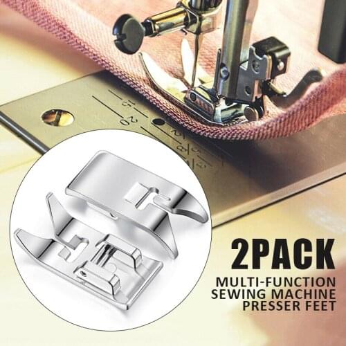 2Pcs Presser Feet Stainless Steel Feet DIY Sewing Fabric Garment Fit For Singer Brother Janome Sewing Machine Accessories
