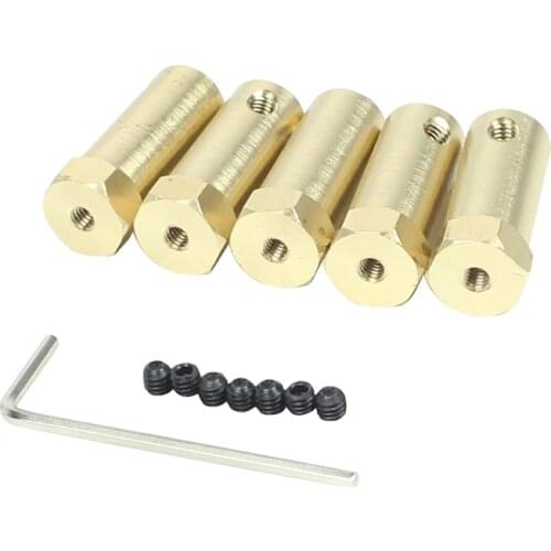 5PCS Hex Coupling/ Coupler /Hexagon Connector Copper 30mm Length 8mm 7mm 6mm 5mm 4mm 3mm Wheel Motor Part for Smart Car Robot