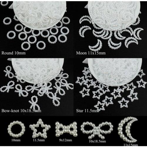 30pcs ABS shape Pearl Embellishments charm Nail Art Decorations Rhinestones Moon/star DIY Loose Beads for Garment Beads Crafts
