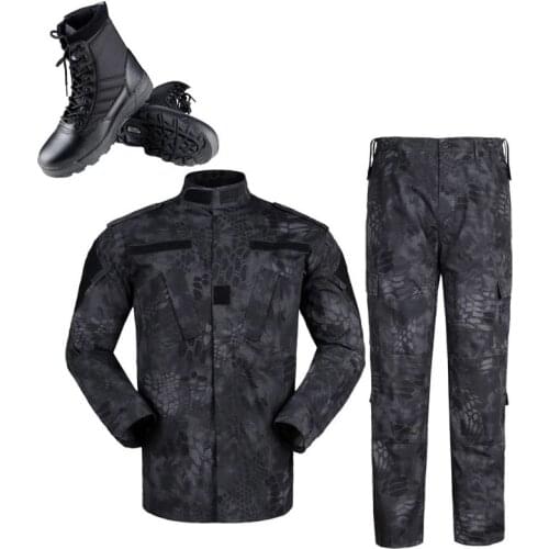 Mens Sets Black Camouflage Army Combat Uniform Military Uiforms With Boots For Men