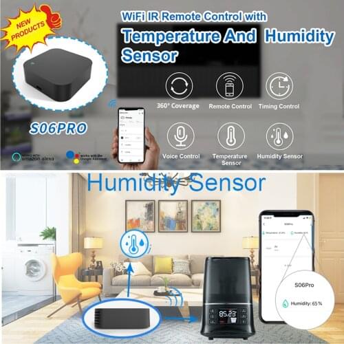 S06Pro Tuya WiFi Infrared Rays Remote Controls Temperature Humidity Sensors APP/Voice Control Smart Home for Alexa Google Home