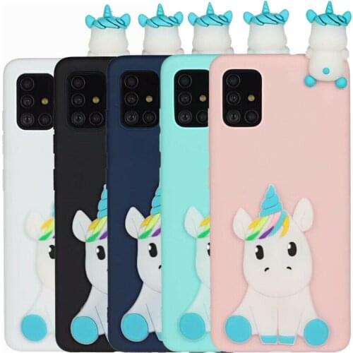 For Samsung A10 A20 A30 A40 A50 A60 A70 A01 A11 A21 A31 A41 A51 A71 5G M10 M20 M30 3D Cute Cartoon Unicorn Soft Phone Case Cover
