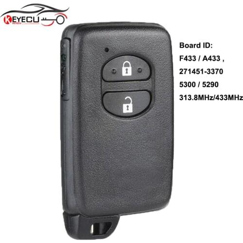 KEYECU Smart Card Remote Key Fob for Toyota IQ Vitz Ractis Aqua Corolla Board ID: F433 A433 271451-3370 / 5300 / 5290