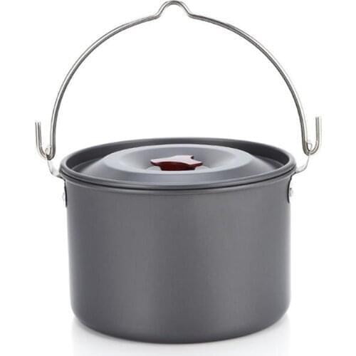 JOSHOCK Hot Selling Outdoor Supplies Aluminum Alloy 4L Camping Hanging Single Pot Camping Picnic Soup Pot Wild Fishing Pot