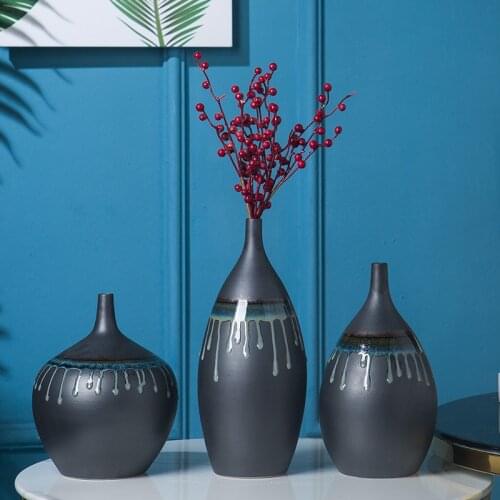 Ceramic Vase Flower Pot Basket Home Decoration Simple Pure-color Classical Decorative Dried Tabletop Vase