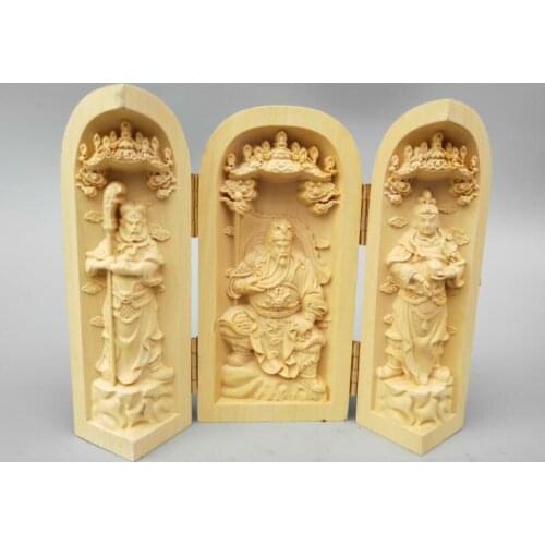 Chinese Wood Carving Guan Gong God Buddha Statue