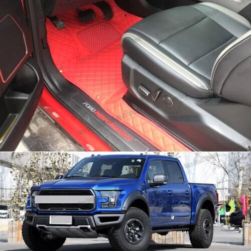 Leather car floor mats for ford F-series F150 F-150 2015 2016 2017 2018 2019 2020 raptor accessories carpet rug auto styling