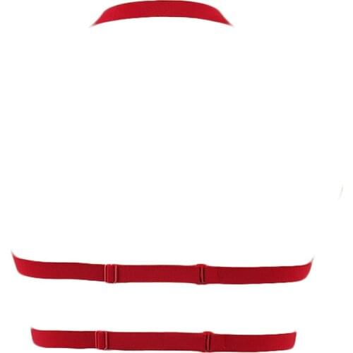 Red Pentagram Body Harness Punk Body Cage Pastel Goth Harness Bra Hollow Woman Sexy Lingerie Bondage Belt