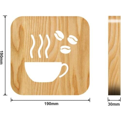 Creative 3D Coffee Cup Wooden Desk Lamp, LED Table Light with USB Power, LED Nightlight Home Bedroom Lamp, Gift for Kids