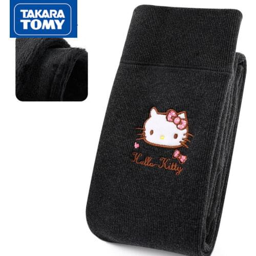 TAKARA TOMY Fashion Cartoon Hello Kitty Leggings Childrens Warm Outer Wear Long Pants Baby Plus Velvet Thick Cotton Pants