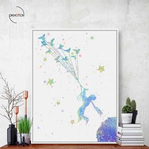 Minimalist Nordic Painting On Canvas Little Boy Star Butterfly Abstract Picture Printed Artwork Bedroom Decor No framed