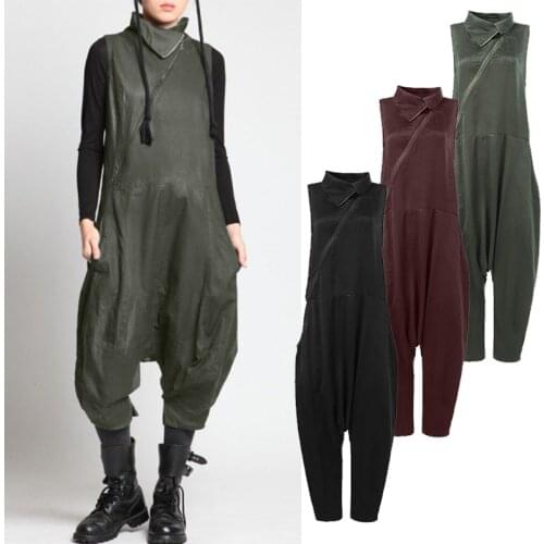 Fashion Asymmetrical Zip Overalls Womens Summer Jumpsuits 2021 ZANZEA Drop-crotch Harem Pants Playsuits Female Romper