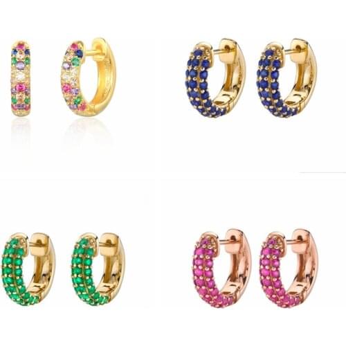 Trendy Colorful Zircon French Micro Pave CZ Hoop Earrings For Loves' Wedding Jewerly Gift Copper Womens Earring Pendiente