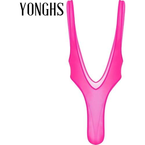 Mens Erotic Lingerie Transparents Bodysuit See-Through Mesh Conjoined Backless Jockstrap Sexy Bikini Underwear for Valentine Day