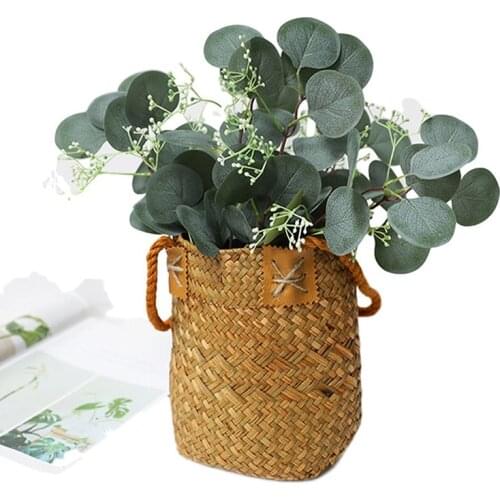 Artificial plants plastic tropical palm tree leaves simulated eucalyptus tropical decoration fake plants accessories home decor