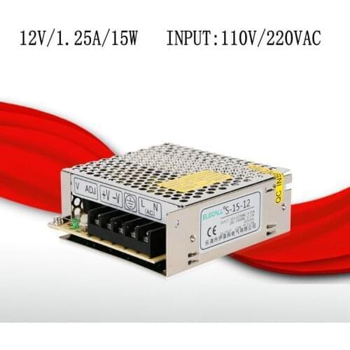 S-15-12 12V/1.25A/15W switching power supply, centralized power supply, power supply security monitoring
