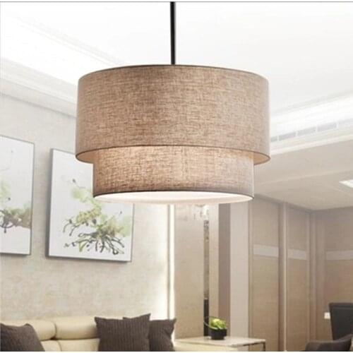 Modern Flax Fabric Lampshade LED Pendant Lamp,Dia 40/50/60CM Led Hanging Lights for Foyer Finning room Hotel Lighting Fixture