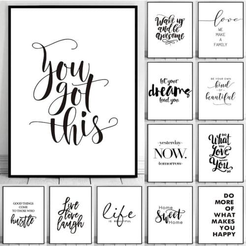 Modern Simple Black Motto Canvas Painting Prints Wall Decorative Posters for Living Room Bedroom Home Decor Artwork Pictures