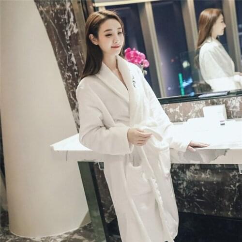 Loose home wear winter ladies embroidered flannel thickened nightgown comfortable casual sexy nightwear pijamas women robe