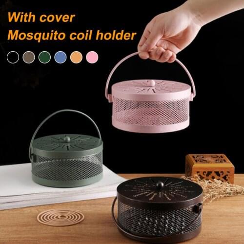 Heat Resistant With Handle Garden Out Durable Round Home Office Portable Anti Scald Wrought Iron Mosquito Coil Holder Windproof