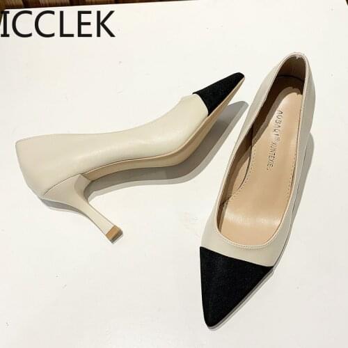Women Pumps 2020 Color Matching High Heels Sexy Pointed Toe Slip-on Wedding Party Brand Fashion Shoes for Lady Thin Heels
