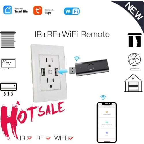 Tuya WiFi RF+IR Universal Remote Controller USB Shape Smart Controller RF App Voice Control Work With Alexa Google Home