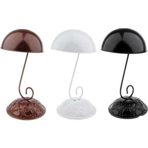 Vintage Bronze Metal Tabletop Hat and Wig Display Stand - Dome Shaped