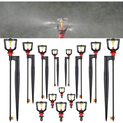 Rotating 360 Degrees Sprayer Refraction Mist Nozzles with Stakes Connector Gardens lawn Irrigation for 1/4'' Hose Sprinklers
