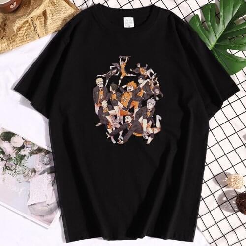 Cotton Haikyuu Funny Mens Tshirts Aesthetic Big Size Short Sleeves Casual Summer Tees Shirts Graphic Design Men T-shirts