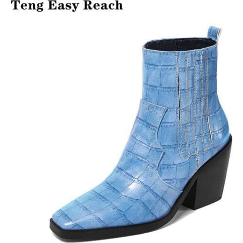 2020 black Fashion Ankle Boots Microfiber Leather High Quality Women High Heels Boots Punk Autumn Motorcycle Western Boots