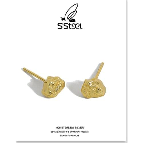 SSTEEL Trendy Stud Earring 925 Sterling Silver Womens Earrings Korean Designer Minimalist Geometric Earings Fine Jewellery