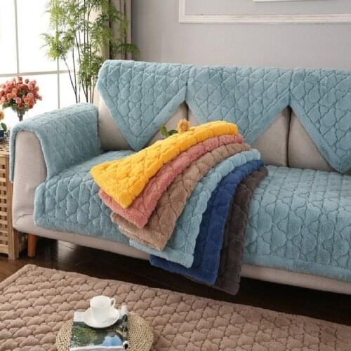 1pc sofa towel simple imitation rabbit fur bay window pad winter plush non-slip sofa cover tatami mat balcony cushion