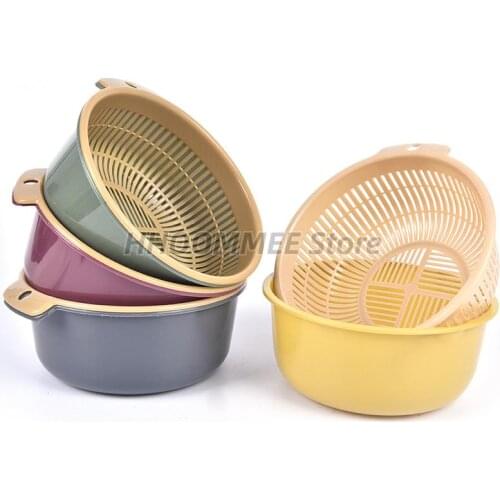 1PC Detachable Double-layer Plastic Food Strainer Hollow Fruit Vegetable Wash Colander Kitchen Cleaning Washing Basket Strainer