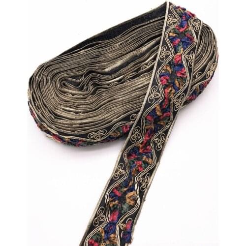 1 yard Ethnic Embroidered Webbing Trim DIY Handmade Sewing Accessories Sequin Ribbons Clothing Decorative Lace Trim