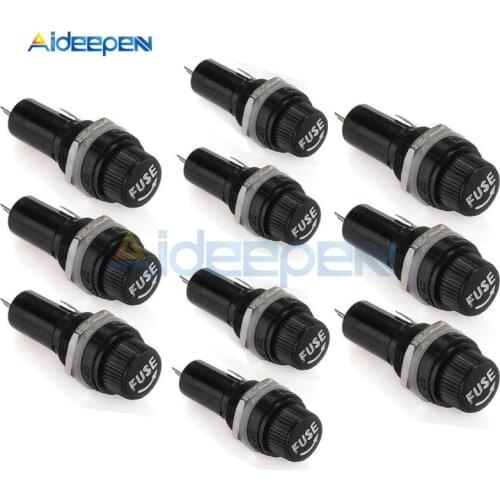 10Pcs/lot 5x20mm Fuse Holders 5x20 mm Black Insurance Tube Socket Fuse Holder 10A 250V AC 15A 125V AC For 5*20MM Insurance Panel